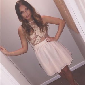 NEW YEARS EVE Misguided blush sheer-top dress🌸